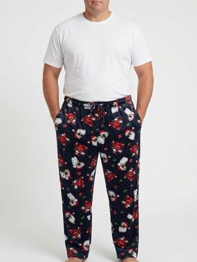 Preswick & Moore Navy Sleep Pants with Red & White Santa Print